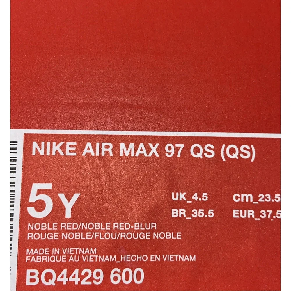 NIKE AIR MAX 97 QS NOBLE RED GOLD BLUR GS 5 Women's 6.5